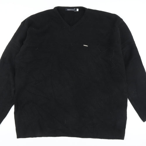 REFINED Men's Black Acrylic V-Neck Pullover XL