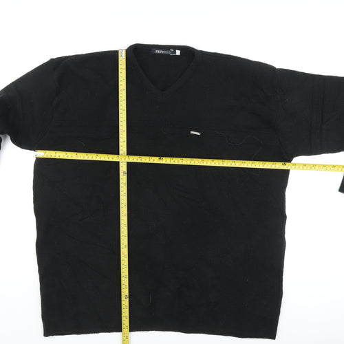REFINED Men's Black Acrylic V-Neck Pullover XL
