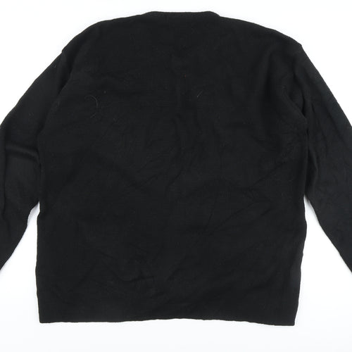 REFINED Men's Black Acrylic V-Neck Pullover XL