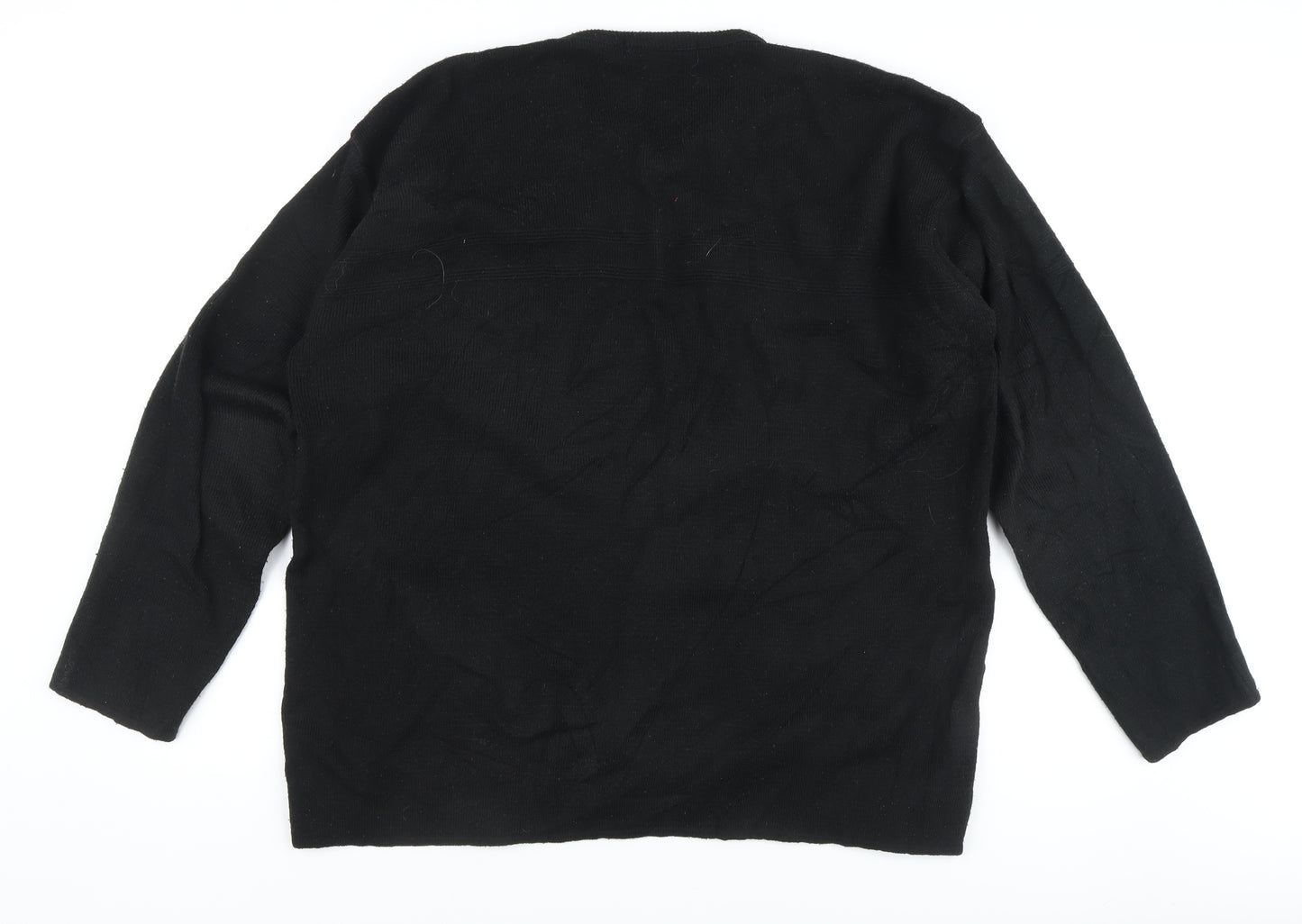 REFINED Men's Black Acrylic V-Neck Pullover XL