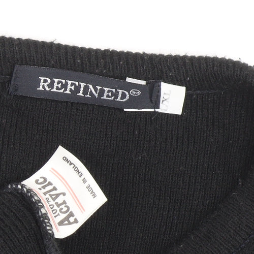 REFINED Men's Black Acrylic V-Neck Pullover XL