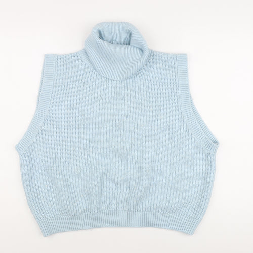 Vince Women's Blue Roll Neck Sleeveless Knit Vest Jumper M