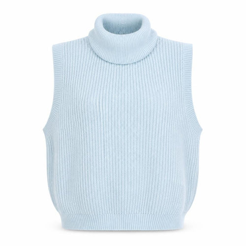Vince Women's Blue Roll Neck Sleeveless Knit Vest Jumper M