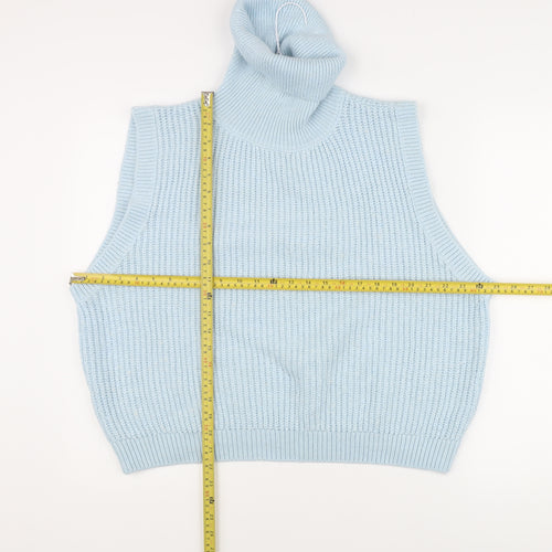 Vince Women's Blue Roll Neck Sleeveless Knit Vest Jumper M