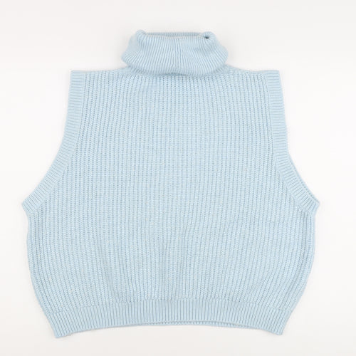 Vince Women's Blue Roll Neck Sleeveless Knit Vest Jumper M