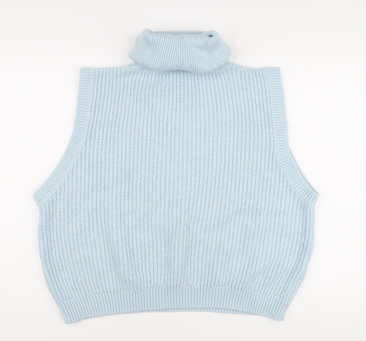 Vince Women's Blue Roll Neck Sleeveless Knit Vest Jumper M
