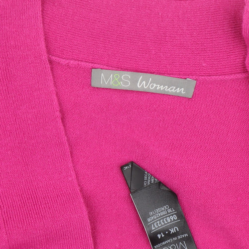 Marks and Spencer Women's Pink Open Front Cardigan Size 14