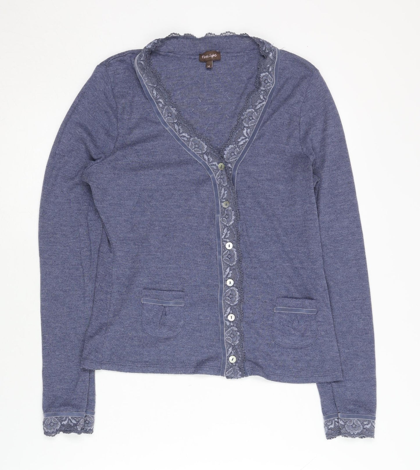 Phase Eight Women's Blue Cardigan, Size M, Lace Accent