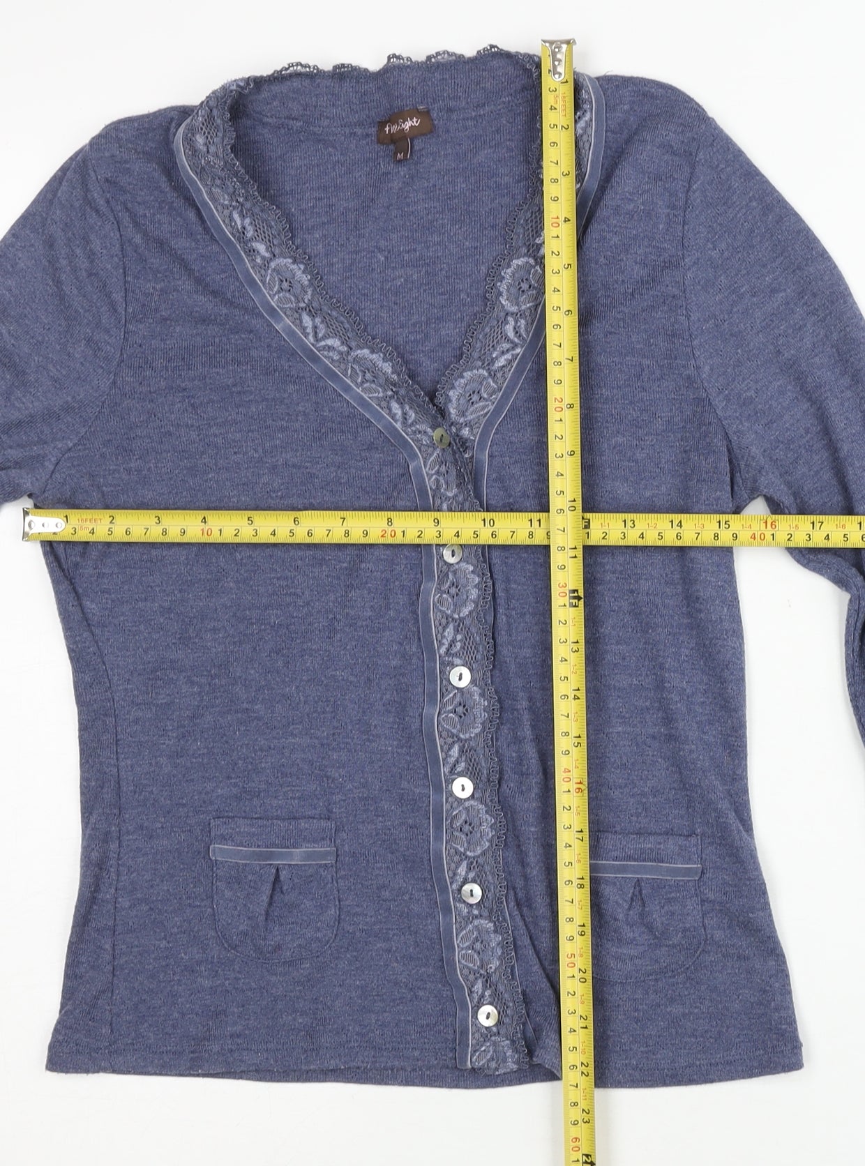 Phase Eight Women's Blue Cardigan, Size M, Lace Accent