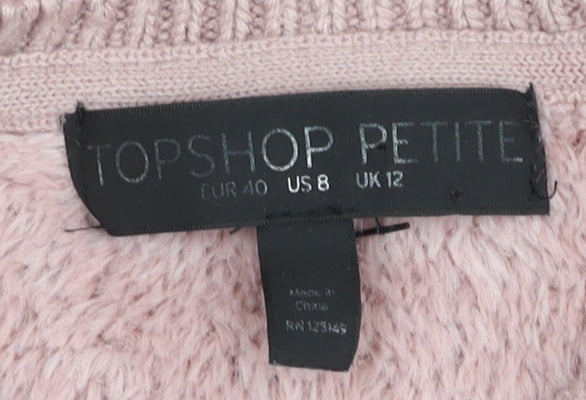 Topshop Petite Pink Knit Sweatshirt, Size 12