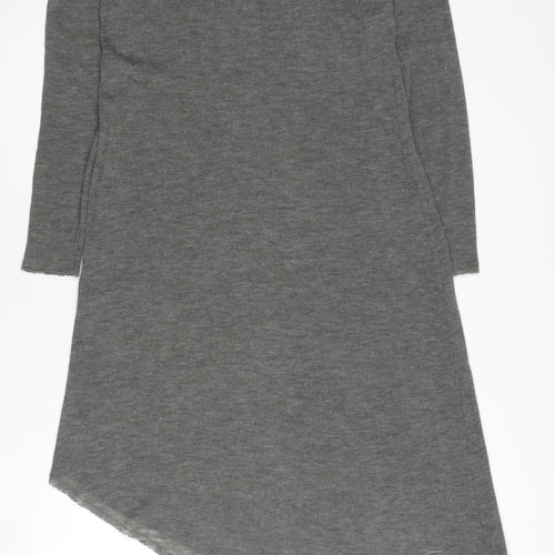 H&M Women's Grey Asymmetric Long Sleeve Dress S