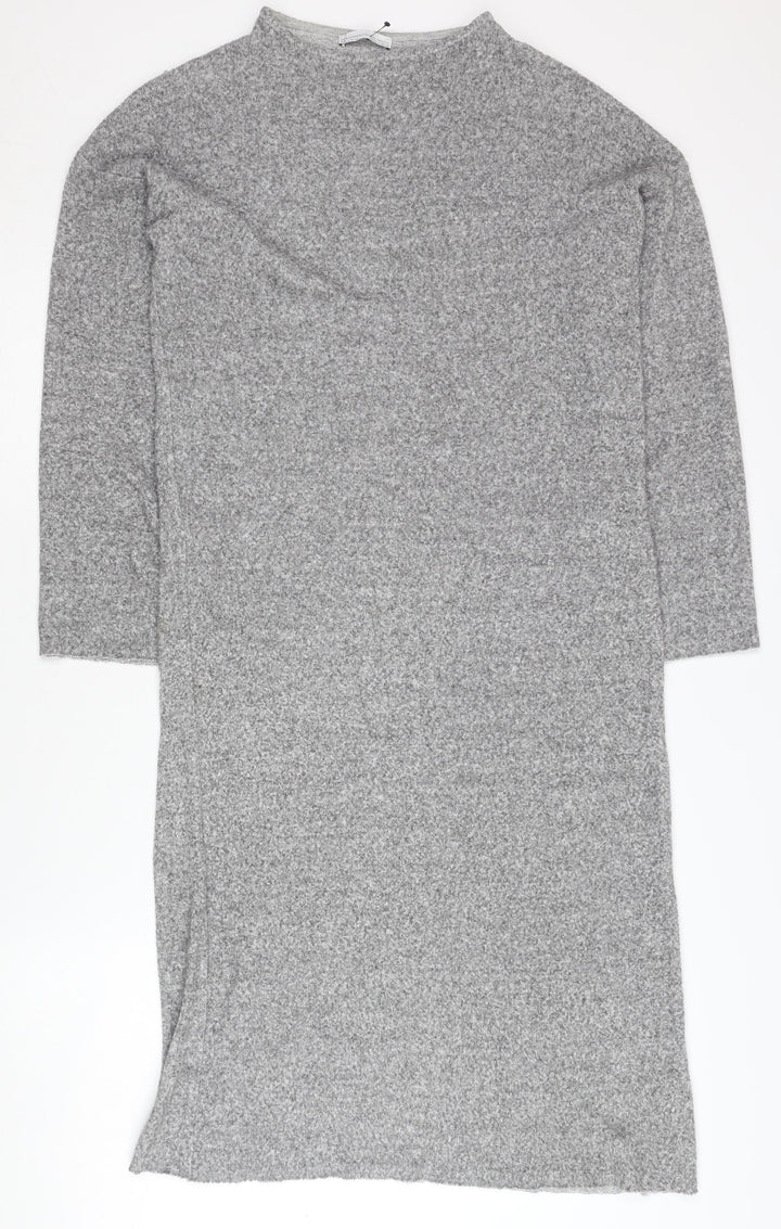 Zara Women Grey Shift Dress, Size 10, Long Sleeve, Winter