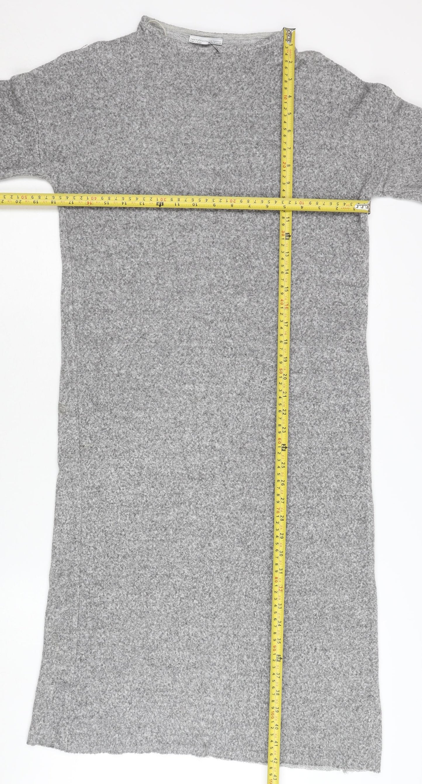 Zara Women Grey Shift Dress, Size 10, Long Sleeve, Winter