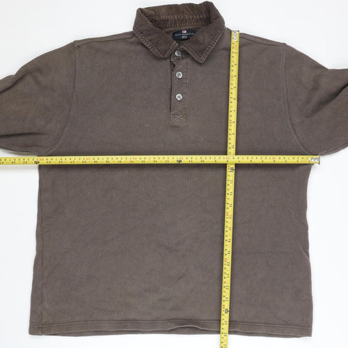 Marks and Spencer Men’s Brown Henley Sweatshirt, Size L