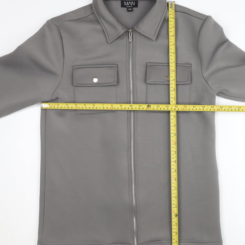 boohooMAN Men's Grey XS Basic Jacket - Casual Mid-Length