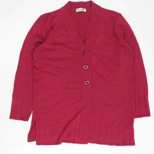 VIEW Women's Red Cardigan V-Neck Size 5 Casual