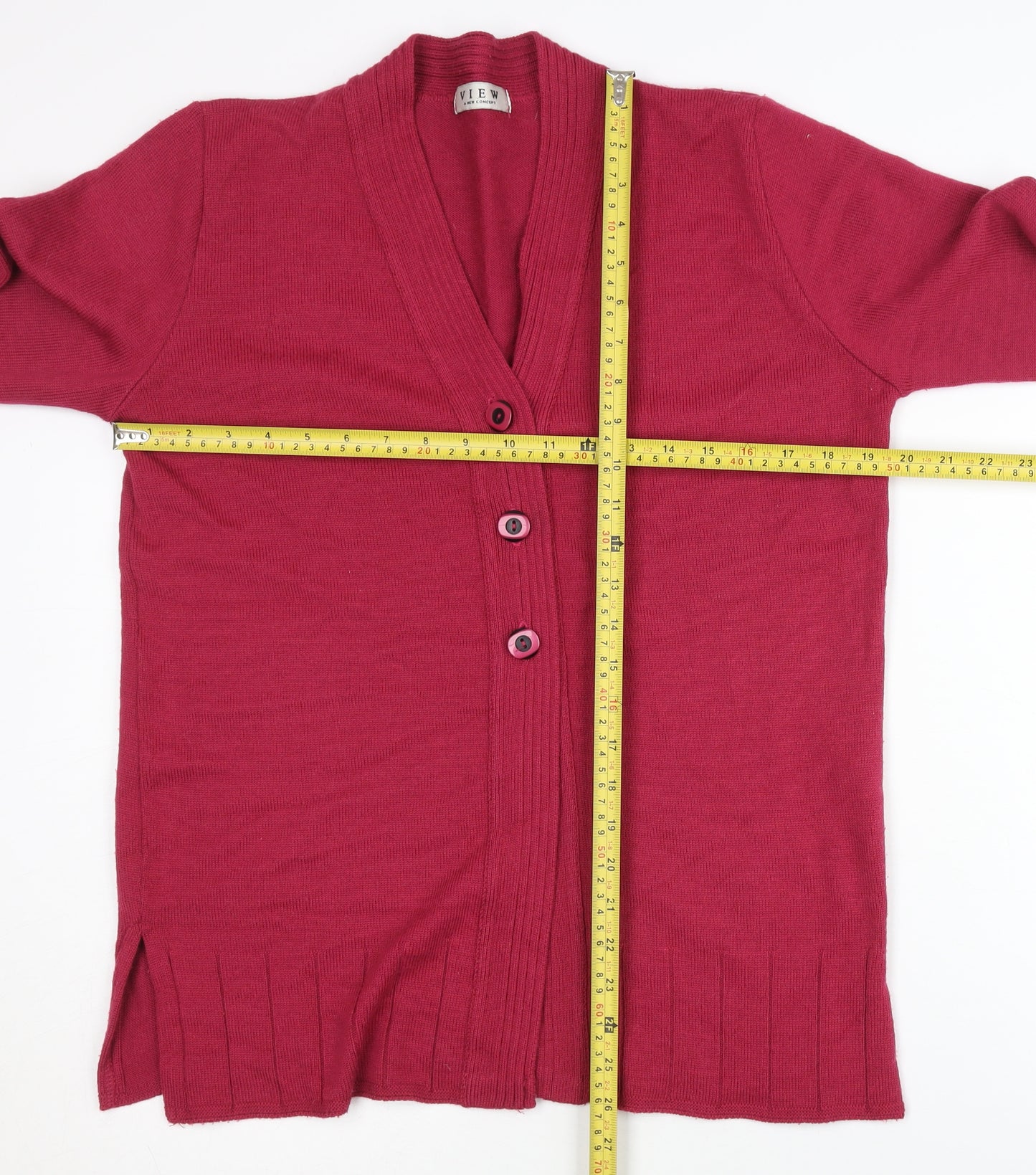 VIEW Women's Red Cardigan V-Neck Size 5 Casual