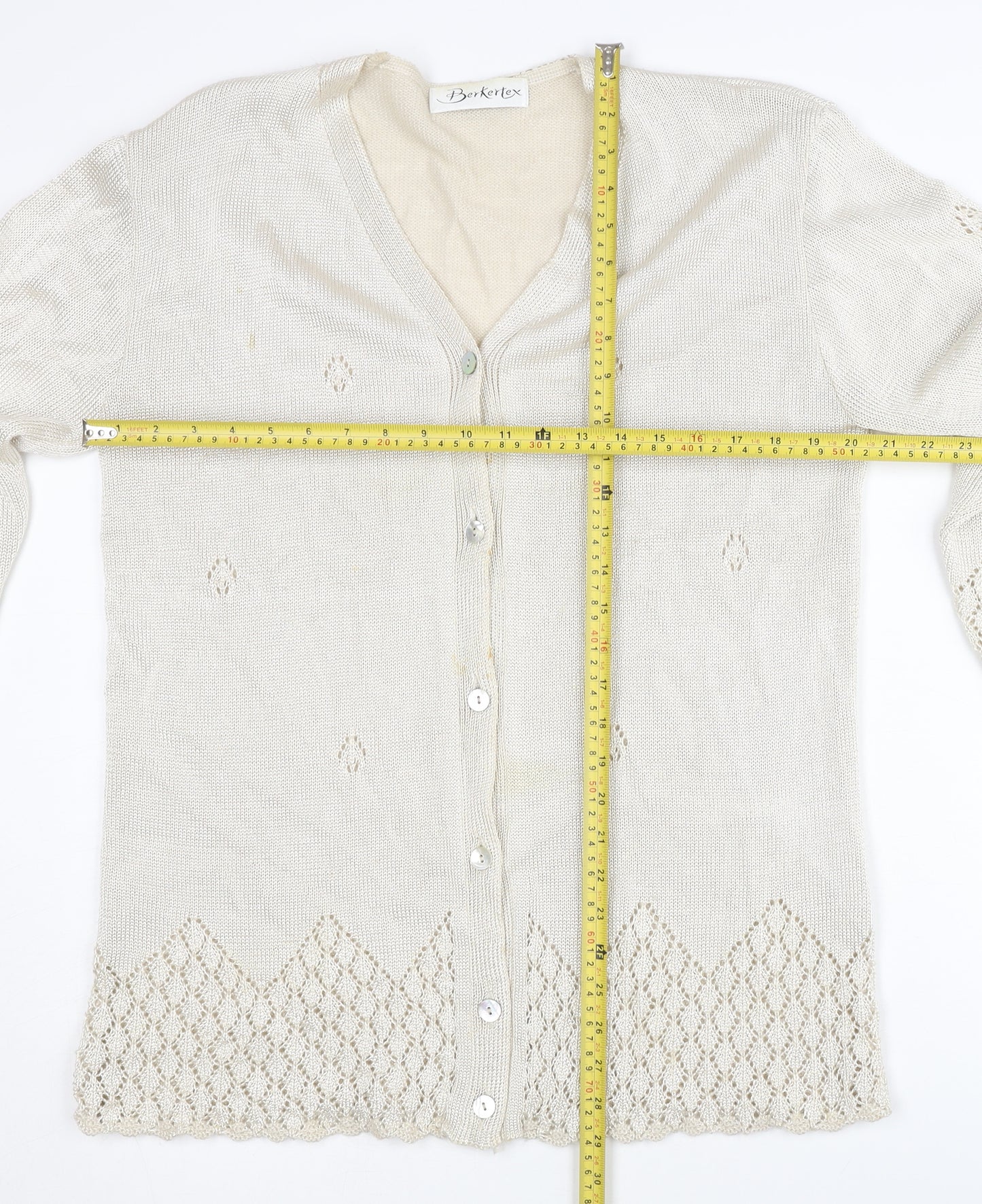 Berketex Women's Ivory Cardigan Size 14 V-Neck