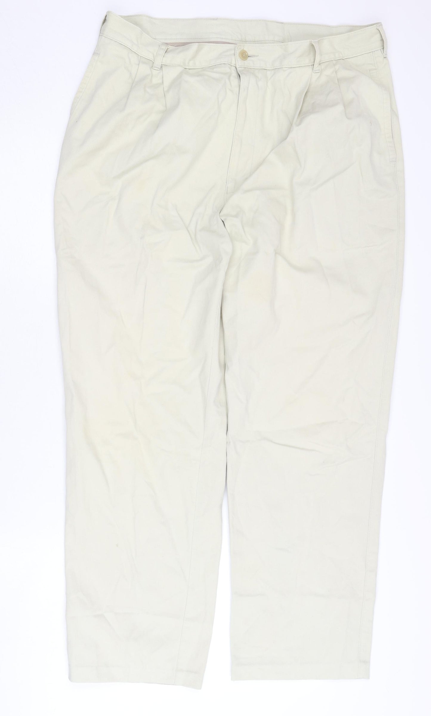 BHS Men's Beige Chino Trousers 36W 30L Casual Cotton