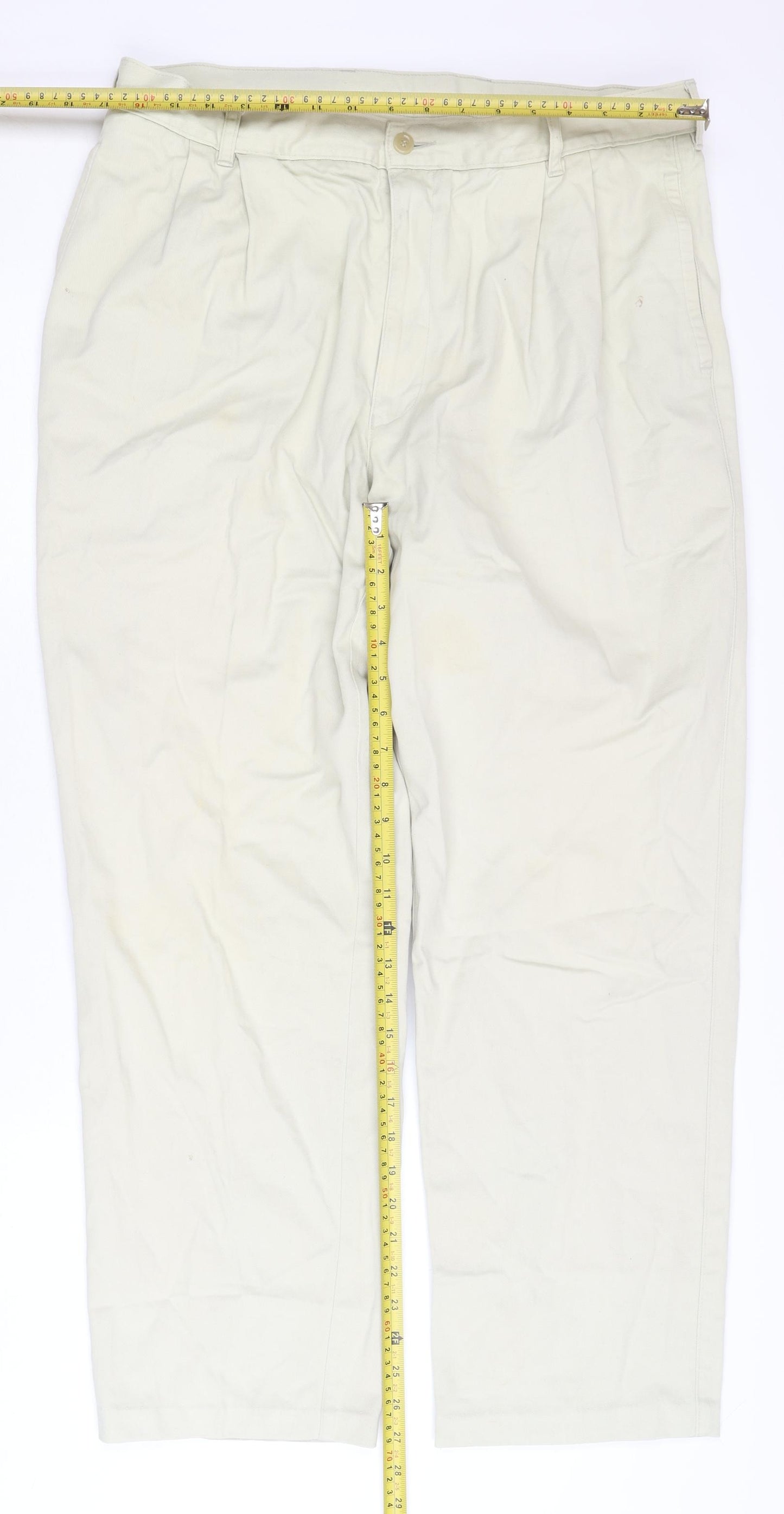 BHS Men's Beige Chino Trousers 36W 30L Casual Cotton