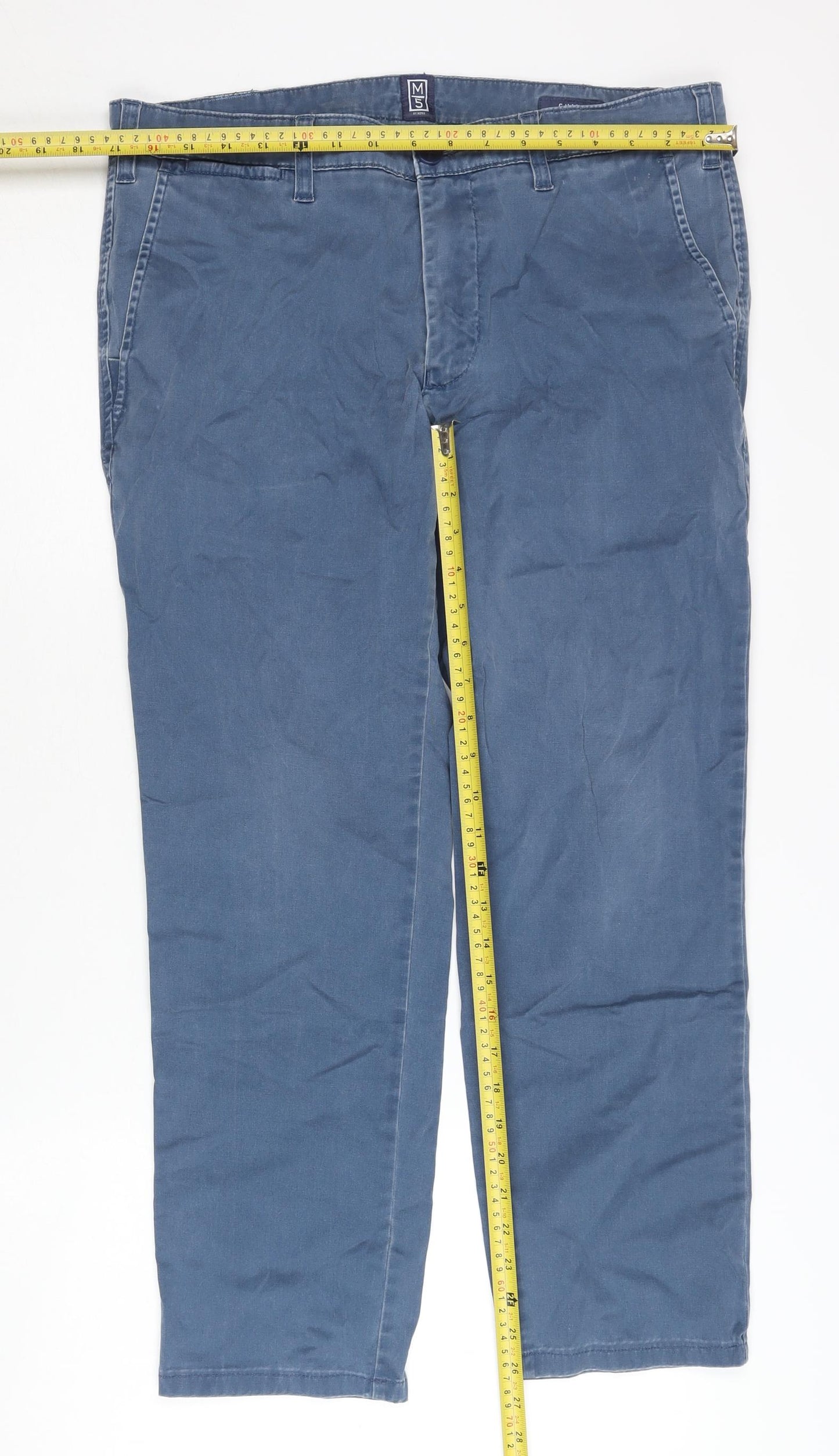 Meyer Men's Blue Chino Trousers, Size L, 34 in Waist