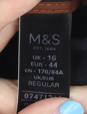 Marks and Spencer Women's Black Regular Trousers Size 16