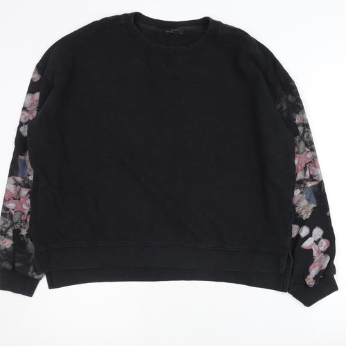 AllSaints Men's Black Floral Pullover Sweatshirt Small