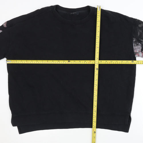 AllSaints Men's Black Floral Pullover Sweatshirt Small