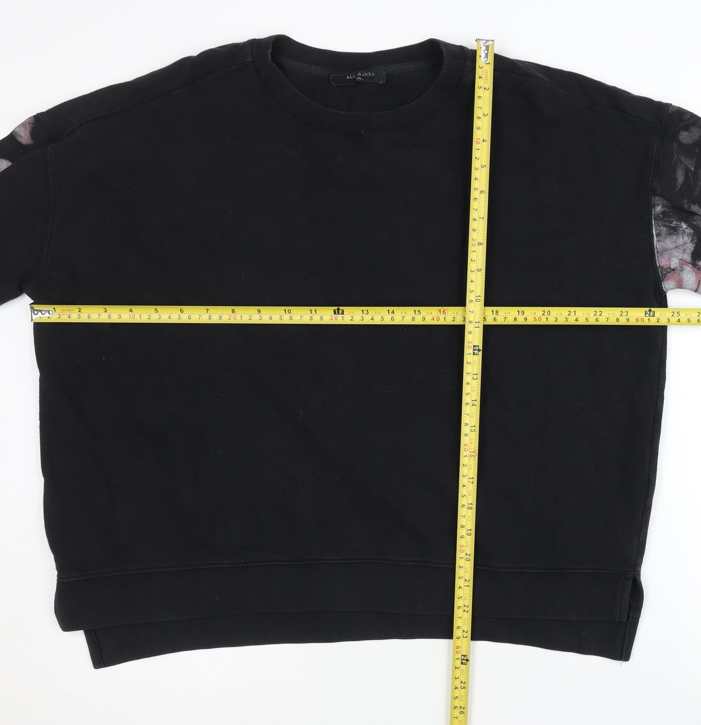 AllSaints Men's Black Floral Pullover Sweatshirt Small