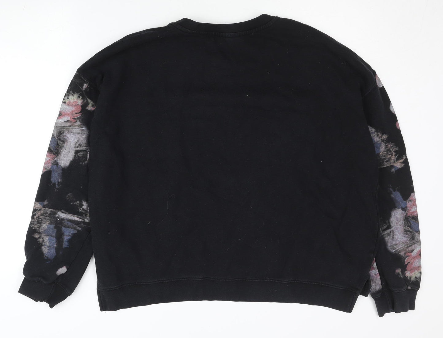 AllSaints Men's Black Floral Pullover Sweatshirt Small