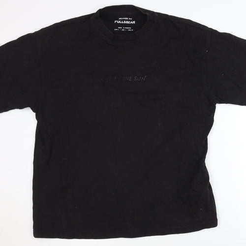 Pull&Bear Men's Black Relaxed Fit T-Shirt - L