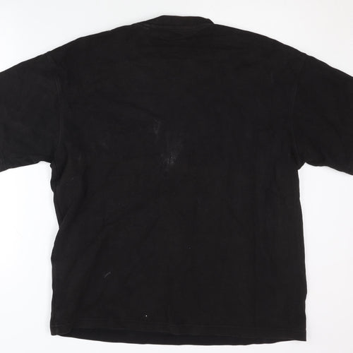 Pull&Bear Men's Black Relaxed Fit T-Shirt - L