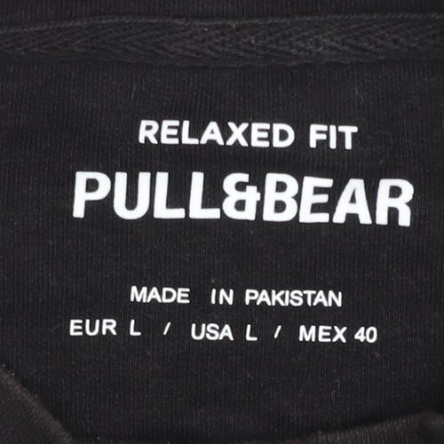 Pull&Bear Men's Black Relaxed Fit T-Shirt - L