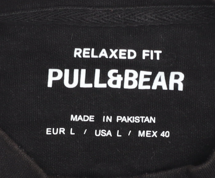 Pull&Bear Men's Black Relaxed Fit T-Shirt - L