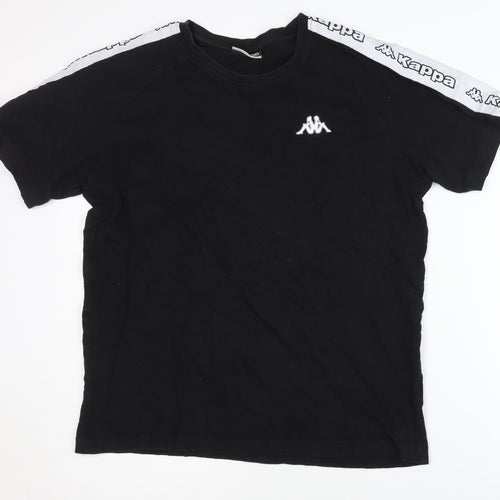 Kappa Men's Black T-Shirt - Medium, Crew Neck, Logo Accent