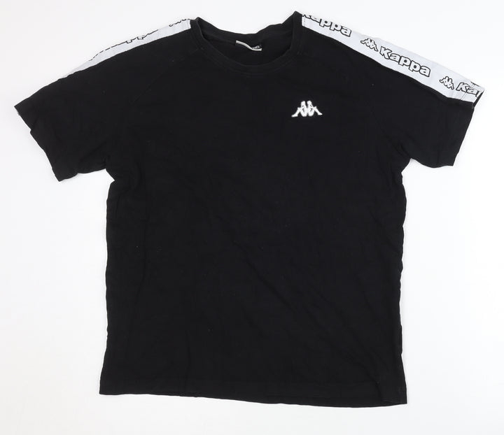 Kappa Men's Black T-Shirt - Medium, Crew Neck, Logo Accent