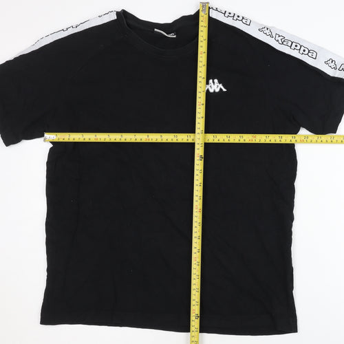 Kappa Men's Black T-Shirt - Medium, Crew Neck, Logo Accent