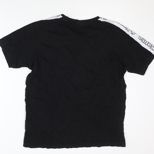 Kappa Men's Black T-Shirt - Medium, Crew Neck, Logo Accent