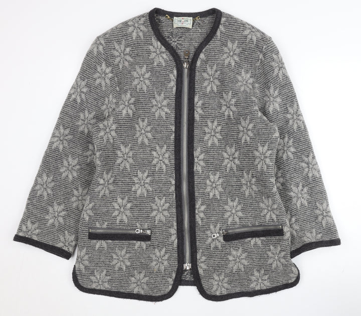 M & G Women's Grey Wool Alpaca Geometric Jacket Size 12