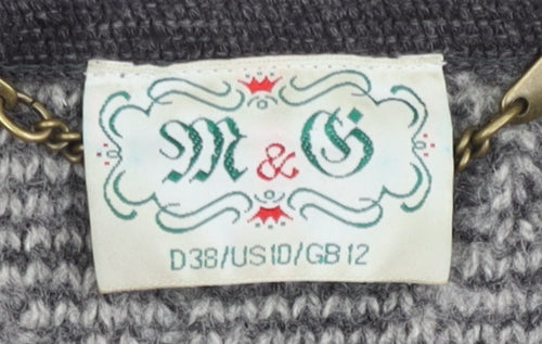 M & G Women's Grey Wool Alpaca Geometric Jacket Size 12