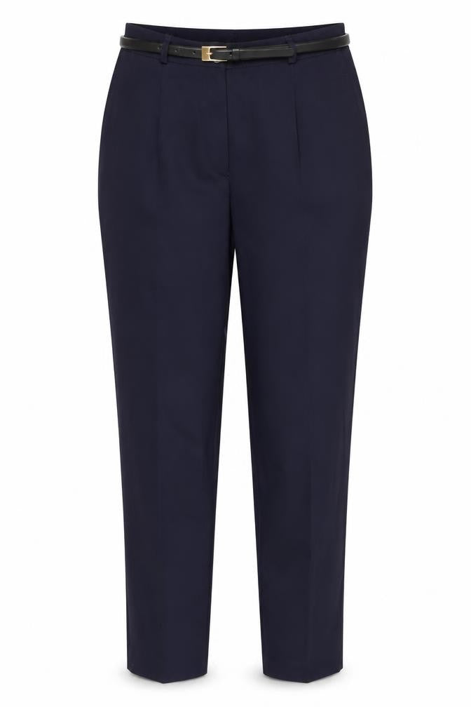 Front view of Lady Augusta Women's Black Belted Trousers, size 14