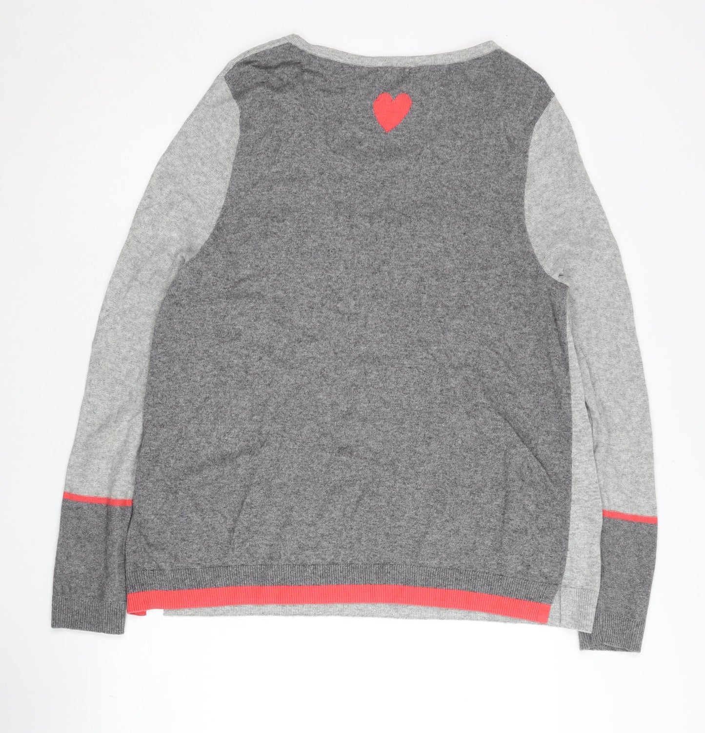 White Stuff Women's Grey Heart Jumper, Size 18