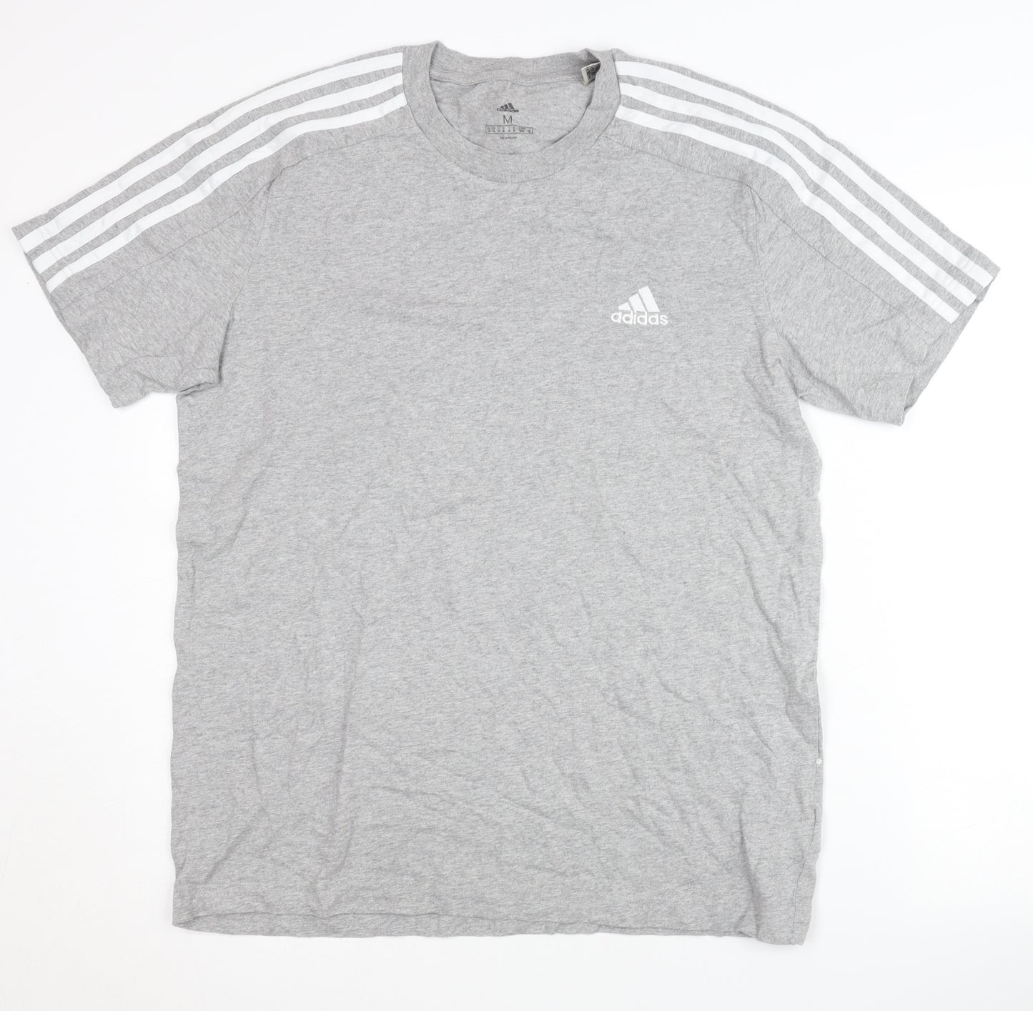 Adidas Men's Grey T-Shirt, Medium, Logo Accent