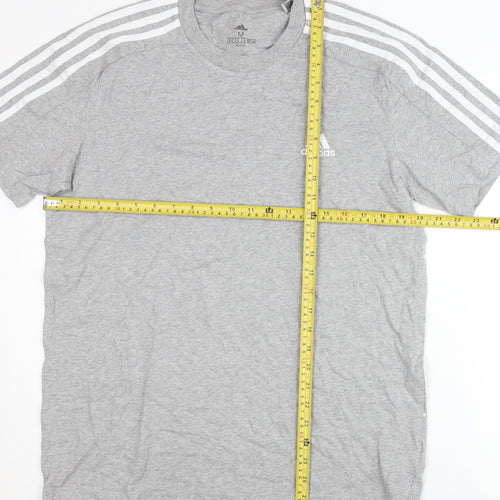 Adidas Men's Grey T-Shirt, Medium, Logo Accent