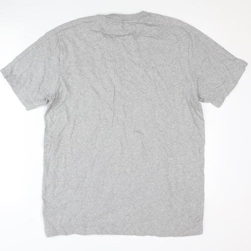 Adidas Men's Grey T-Shirt, Medium, Logo Accent