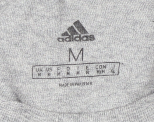 Adidas Men's Grey T-Shirt, Medium, Logo Accent