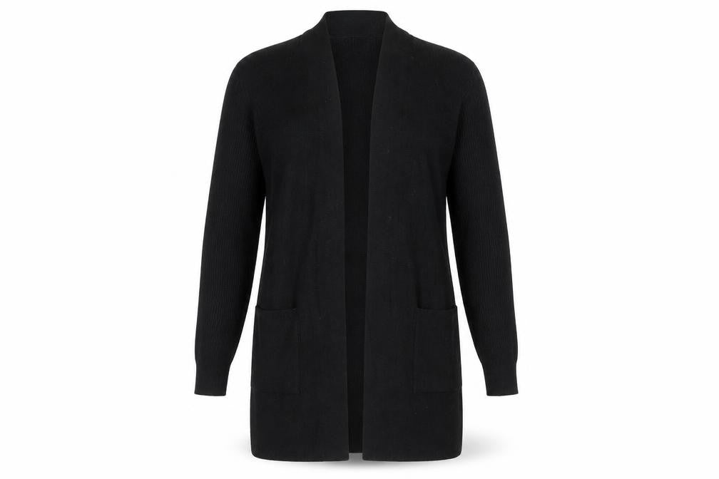Front view of Marks & Spencer Women's Black Open Front Cardigan, size 12