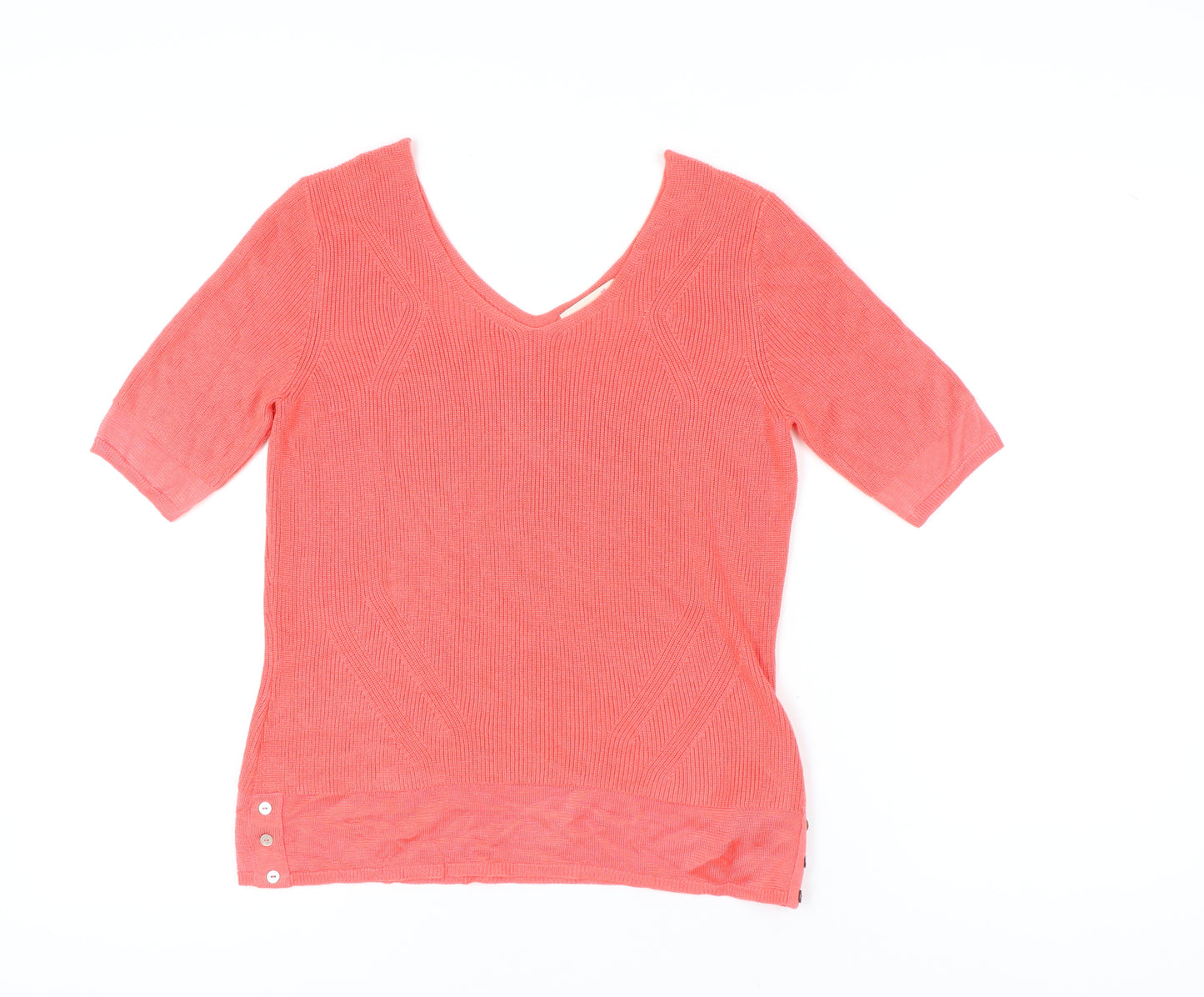 Marks and Spencer Women's Pink V-Neck Pullover, Size 12, Casual Knit