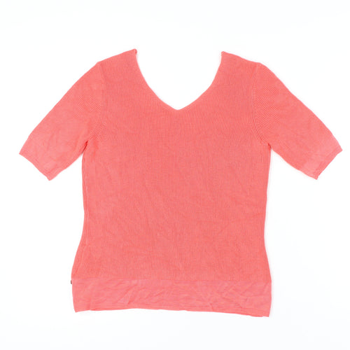 Marks and Spencer Women's Pink V-Neck Pullover, Size 12, Casual Knit