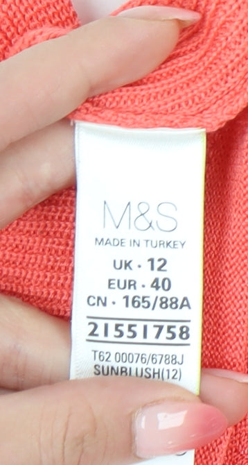 Marks and Spencer Women's Pink V-Neck Pullover, Size 12, Casual Knit